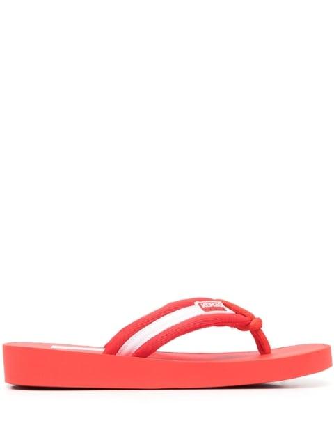 logo-patch striped flip flops by KENZO