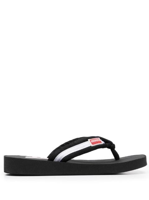 logo-patch striped flip flops by KENZO