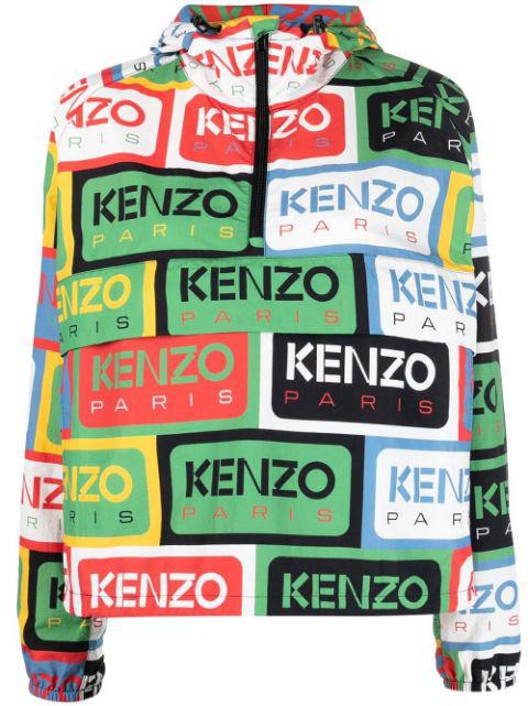 logo-print hoodied jacket by KENZO