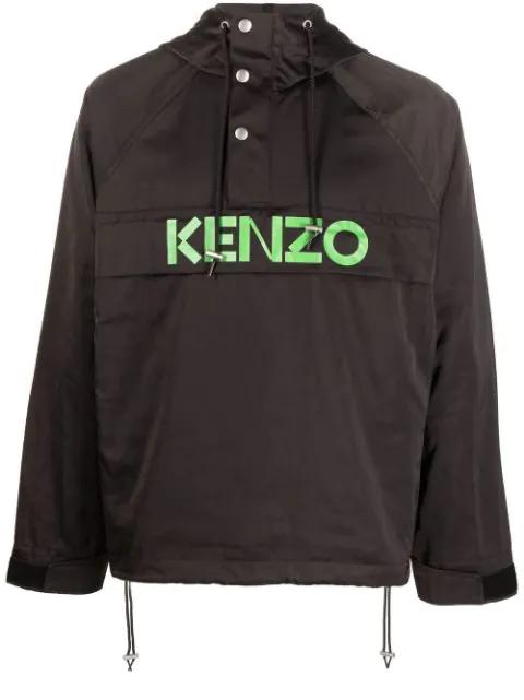 logo-print hoodied satin jacket by KENZO