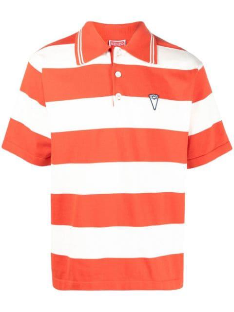 logo-print striped polo shirt by KENZO