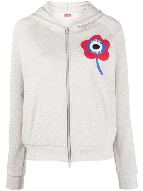 logo-print zip-up hoodie by KENZO