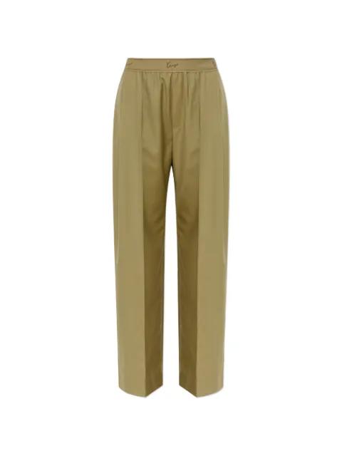 logo-waistband pleated wool trousers by KENZO