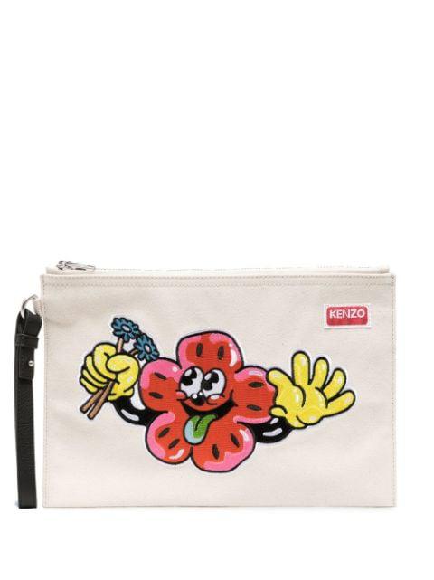 motif-embroidered clutch bag by KENZO