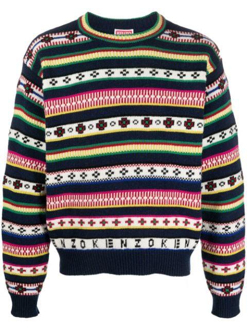 striped wool-cotton blend jumper by KENZO