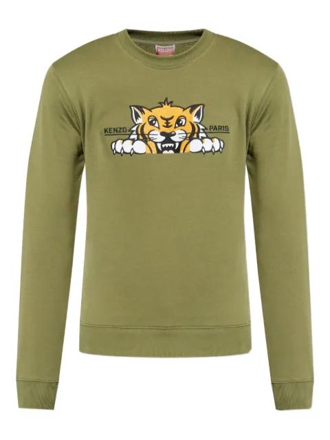 tiger-print crew neck sweatshirt by KENZO