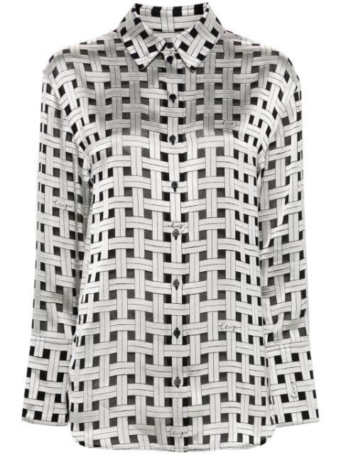 weave-print satin shirt by KENZO
