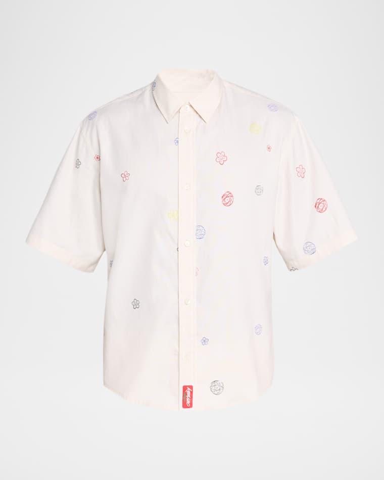 x Futura 2000' Men's Embroidered Cotton Short-Sleeve Shirt by KENZO