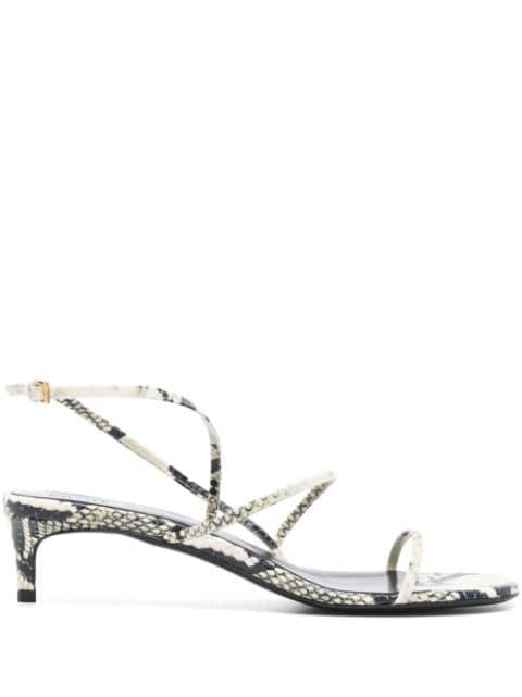 35mm snakeskin-print sandals by KHAITE