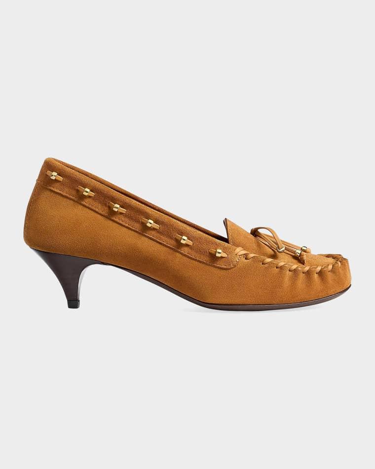45mm Milly Suede Moccasin Pumps by KHAITE