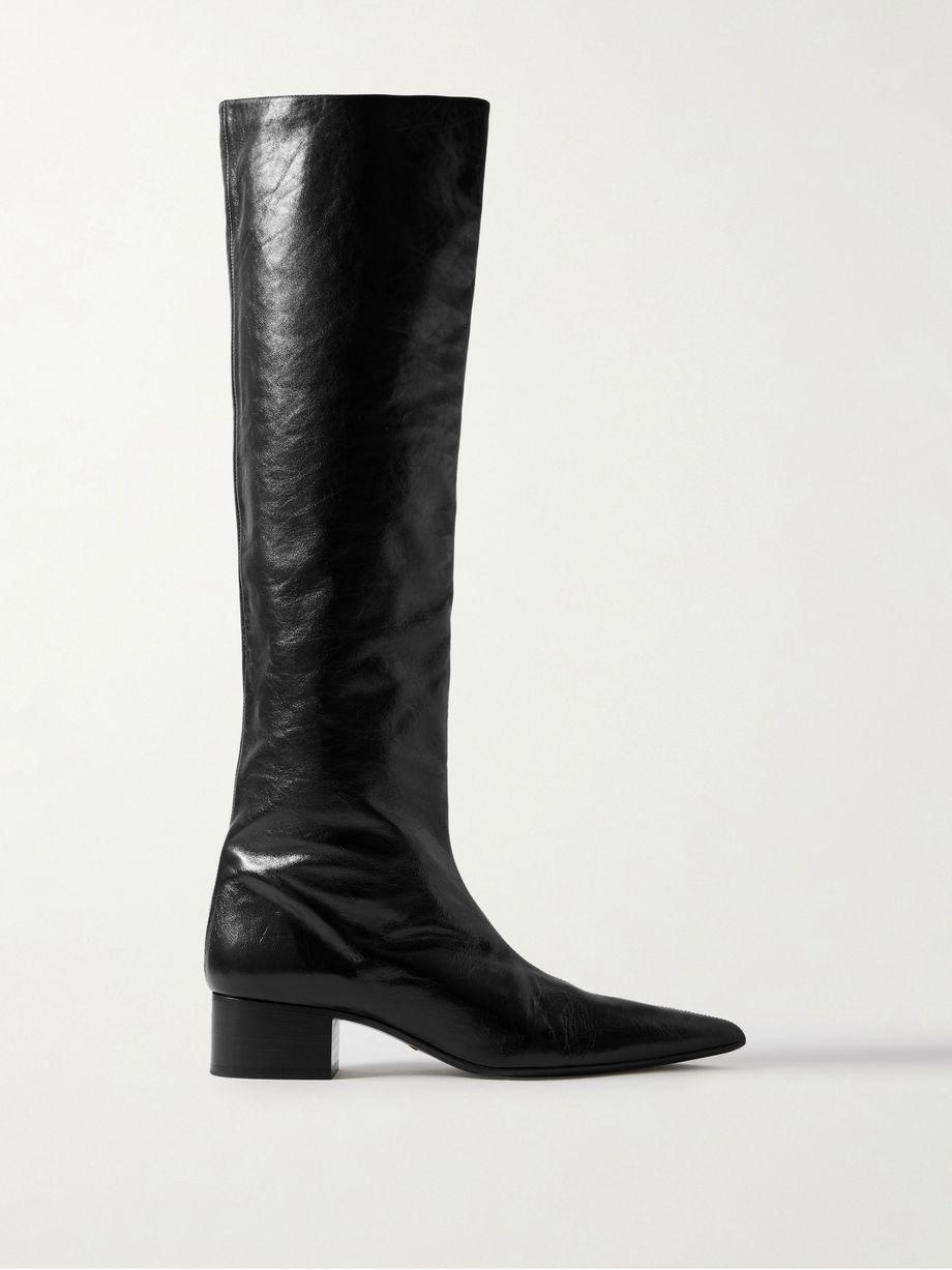 Andee crinkled-leather knee boots by KHAITE