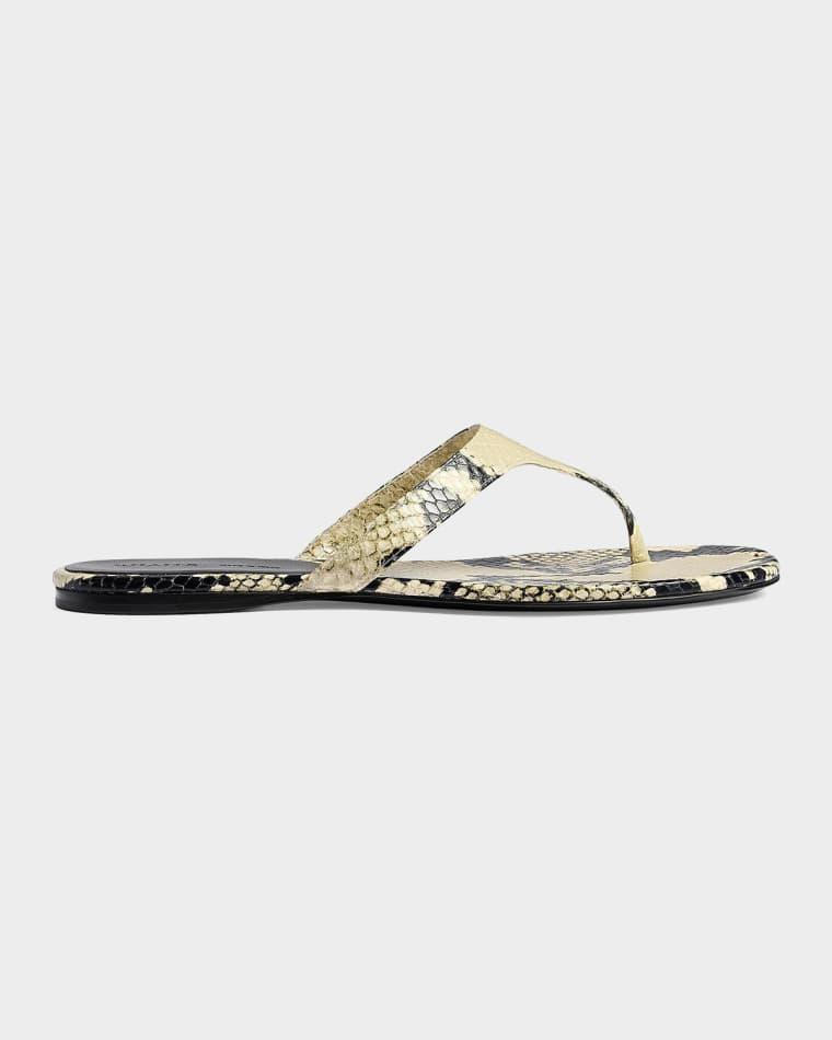 Archer Snake-Embossed Leather Thong Sandals by KHAITE