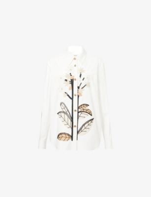 Argo Floral-Embroidered Cotton Shirt by KHAITE