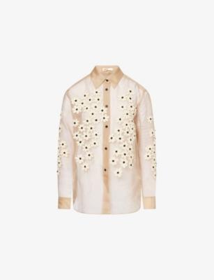 Argo Floral-Embroidered Silk Shirt by KHAITE