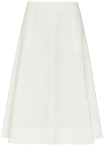 Artin flared cotton-poplin midi skirt by KHAITE