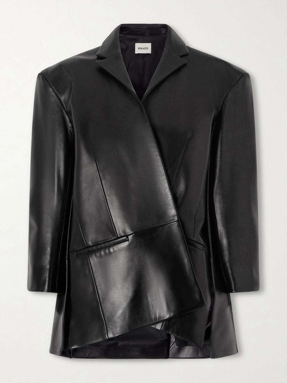 Asymmetric paneled leather blazer by KHAITE