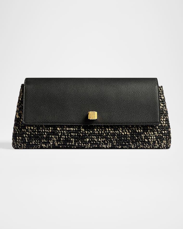 Audrey Raffia & Leather Evening Clutch Bag by KHAITE