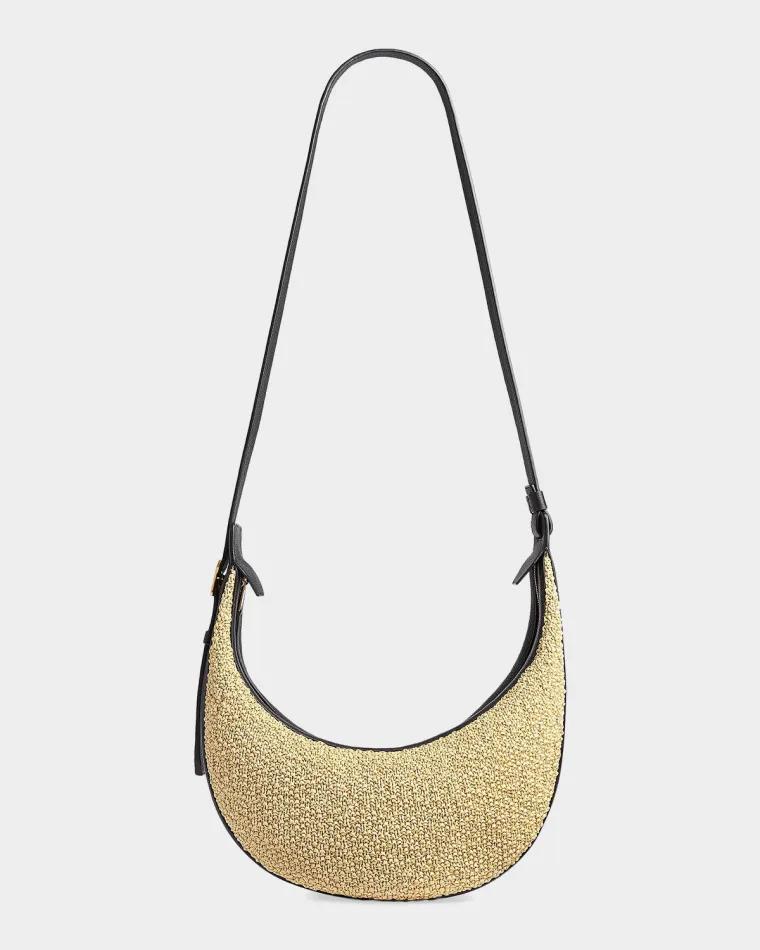 Augustina Small Raffia & Leather Crossbody Bag by KHAITE