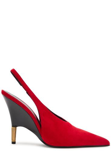 Bella 100 18kt gold-plated suede slingback pumps by KHAITE