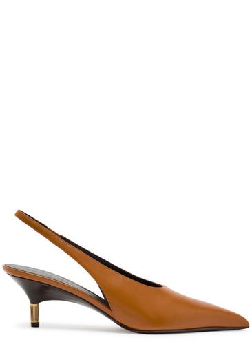 Bella 55 18kt gold-plated leather slingback pumps by KHAITE