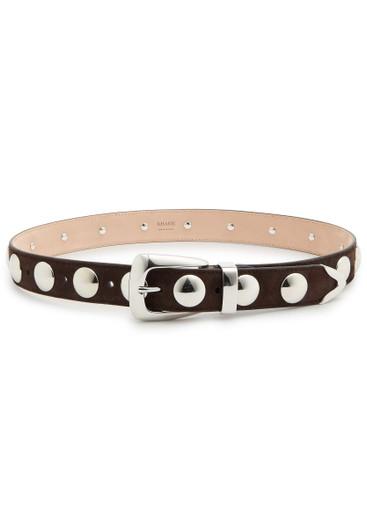 Benny studded suede belt by KHAITE