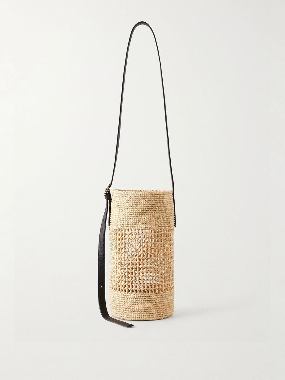 Billie small leather-trimmed raffia bucket bag by KHAITE