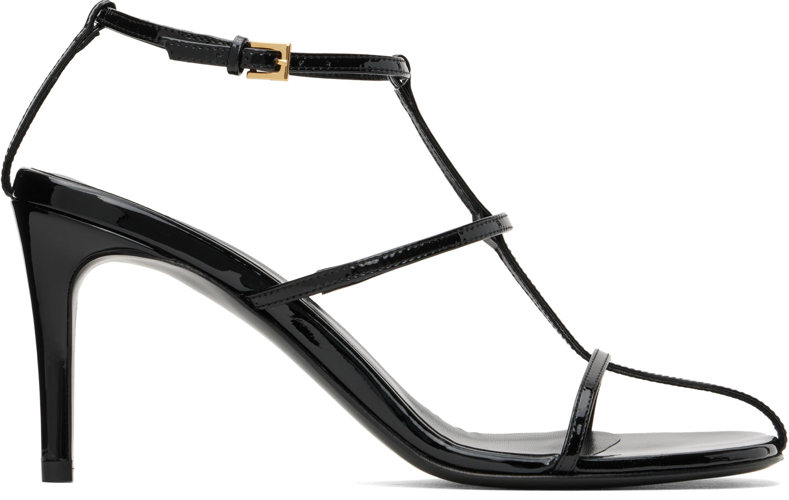 Black Cage Heeled Sandals by KHAITE