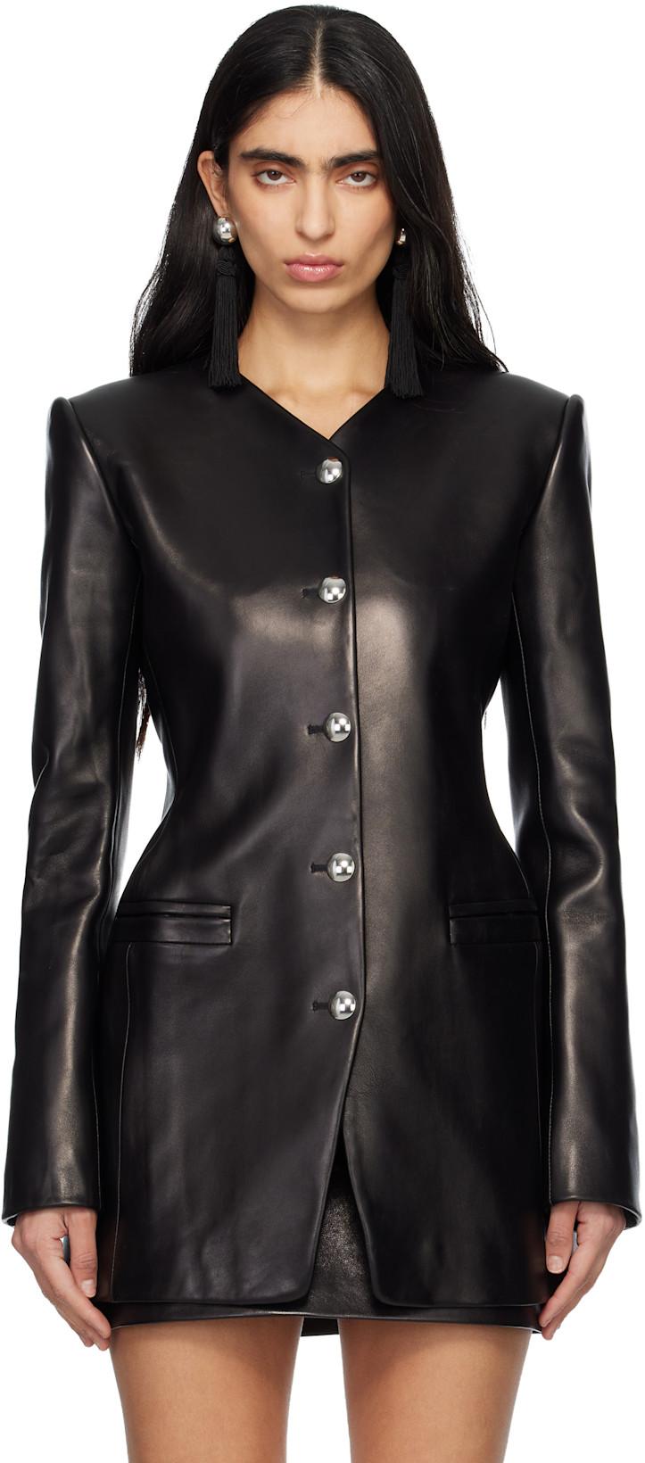 Black Naran Leather Jacket by KHAITE