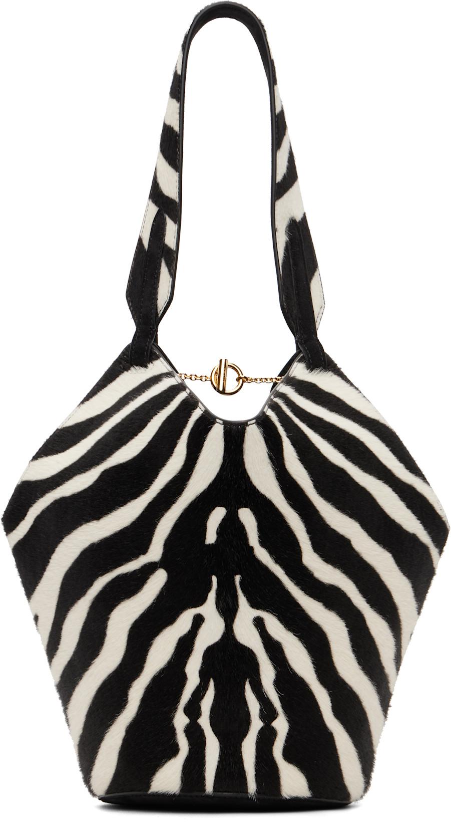 Black & White Mini Lotus Tote by KHAITE