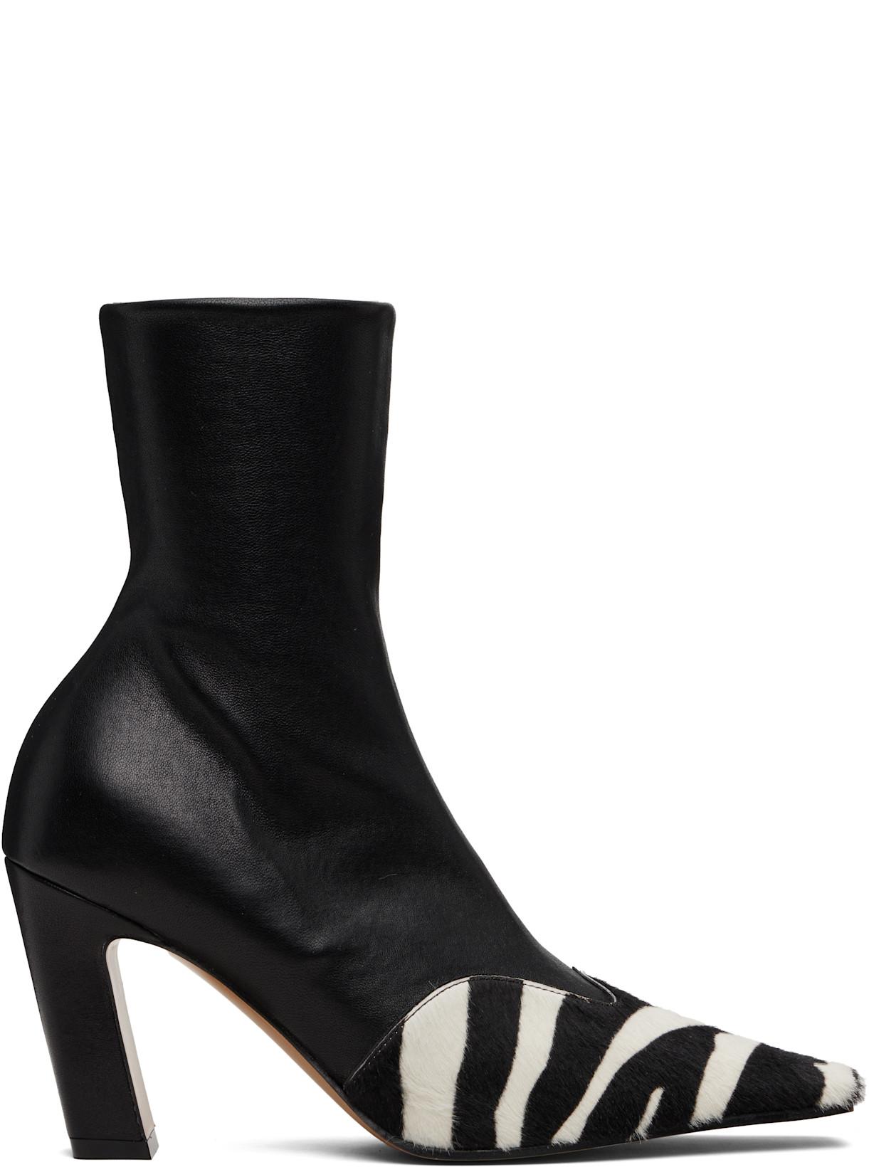 Black & White Nevada Stretch High Boots by KHAITE