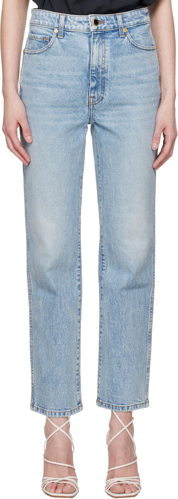 Blue Abigail Stretch Jeans by KHAITE