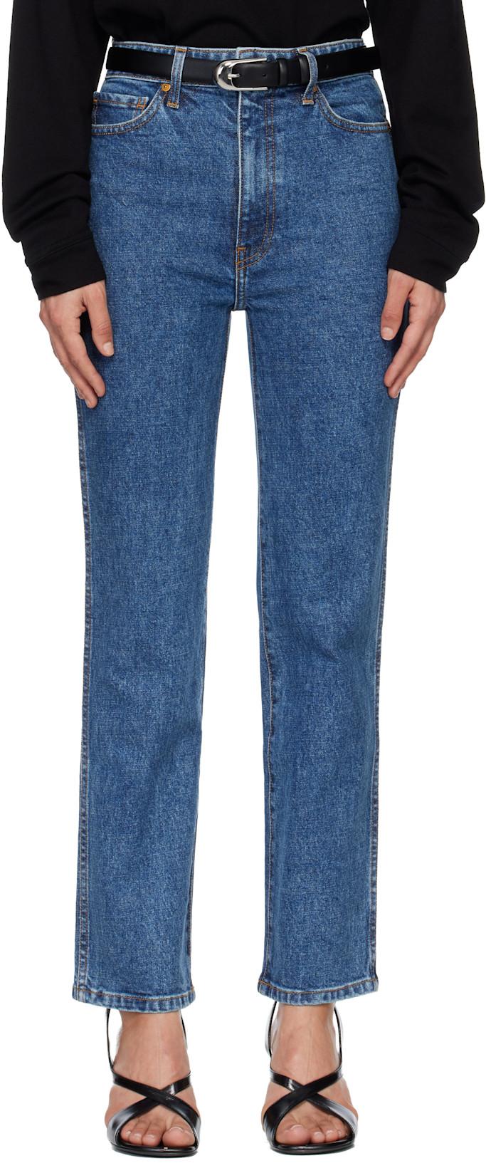 Blue Abigail Stretch Jeans by KHAITE