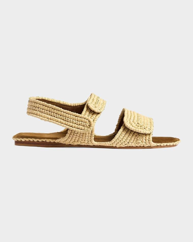 Boden Raffia Flat Sandals by KHAITE