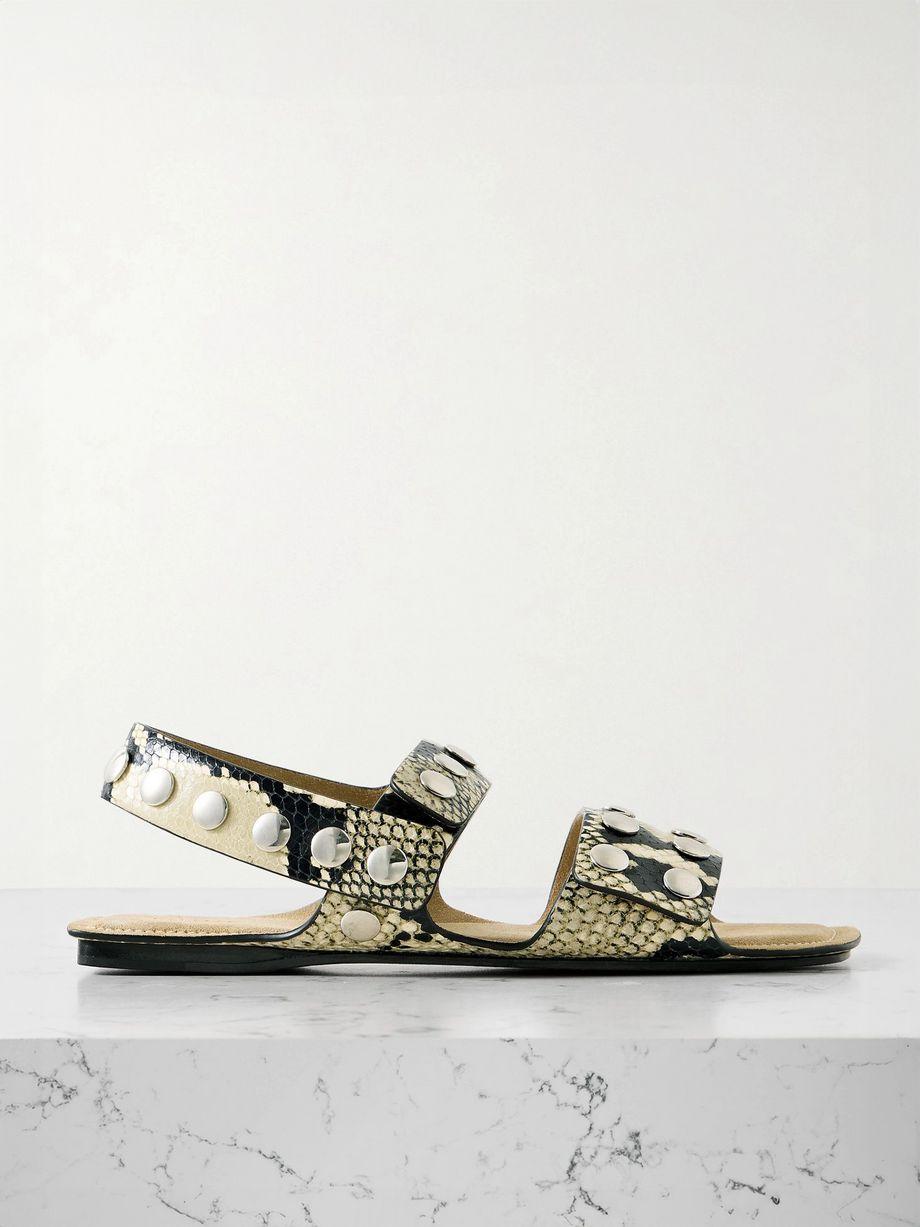 Boden studded snake-effect leather sandals by KHAITE