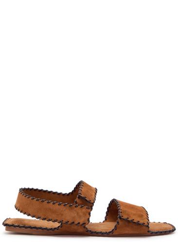 Boden whipstitch suede sandals by KHAITE
