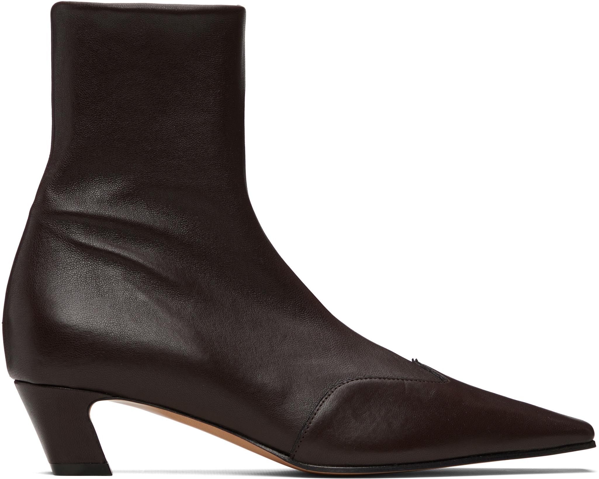 Brown Nevada Stretch Low Boots by KHAITE