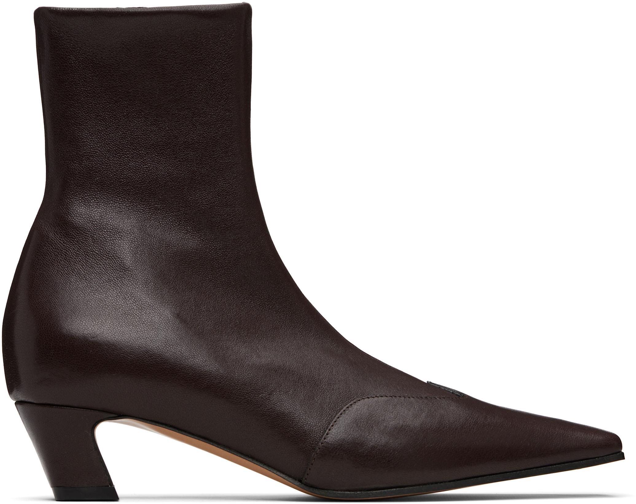 Brown Nevada Stretch Low Boots by KHAITE