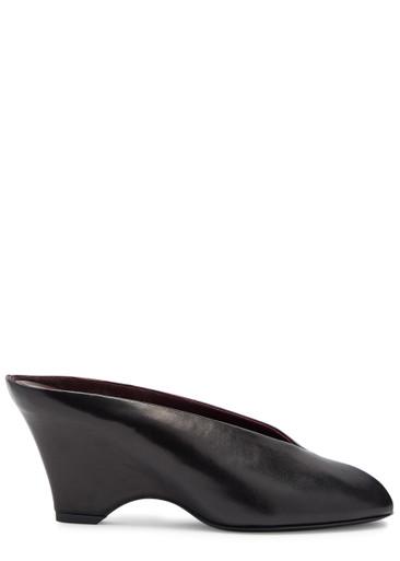 Cloak 75 peep-toe leather mules by KHAITE