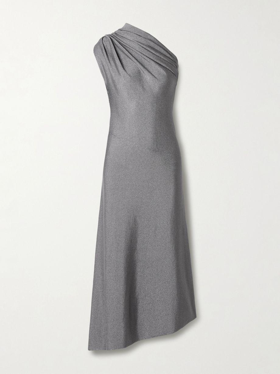 Coast asymmetric one-shoulder draped Lurex dress by KHAITE