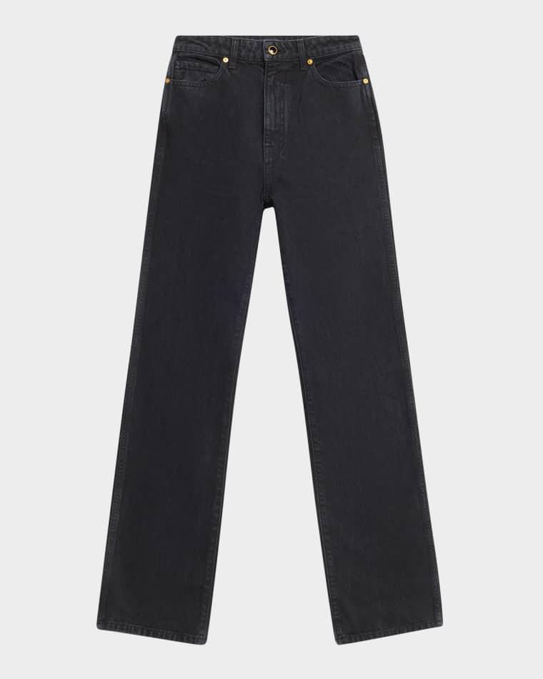Danielle  Enameled Button Jeans by KHAITE