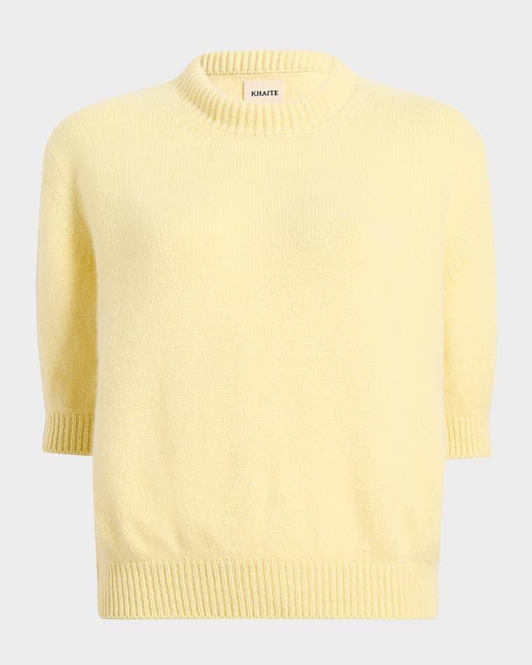 Davin Short-Sleeve Cashmere Sweater by KHAITE