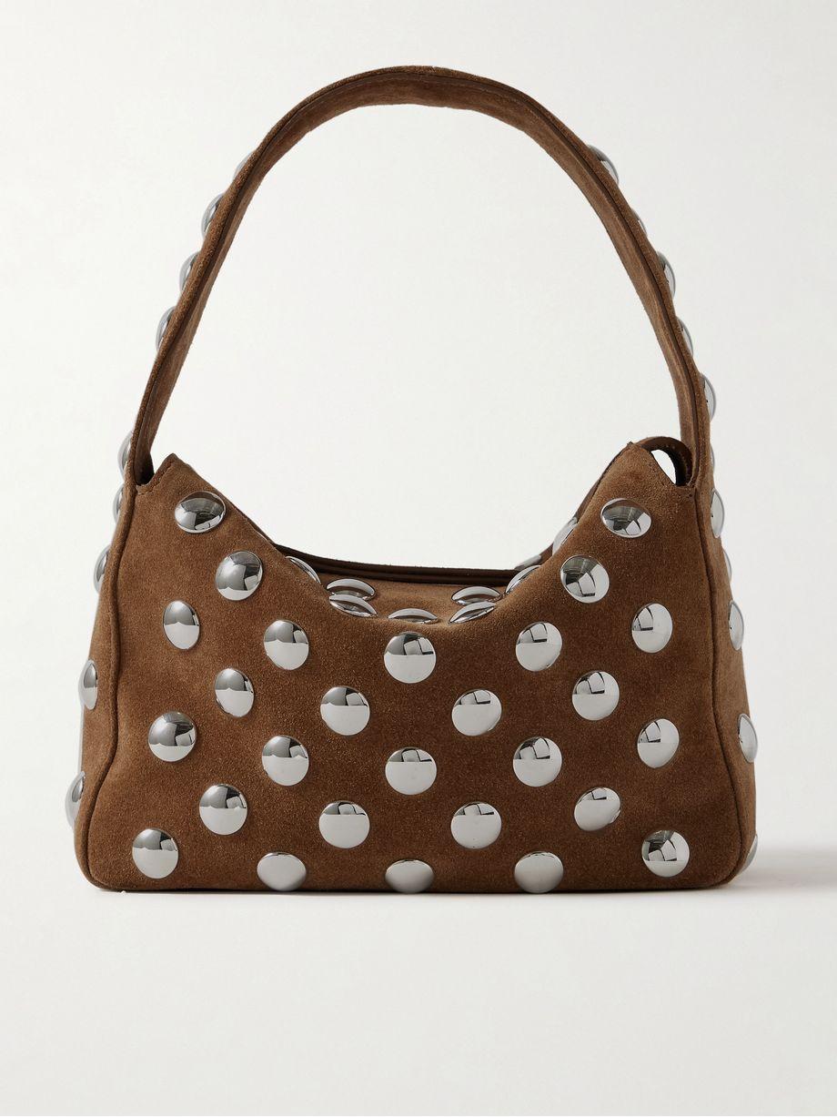 Elena small studded suede shoulder bag by KHAITE