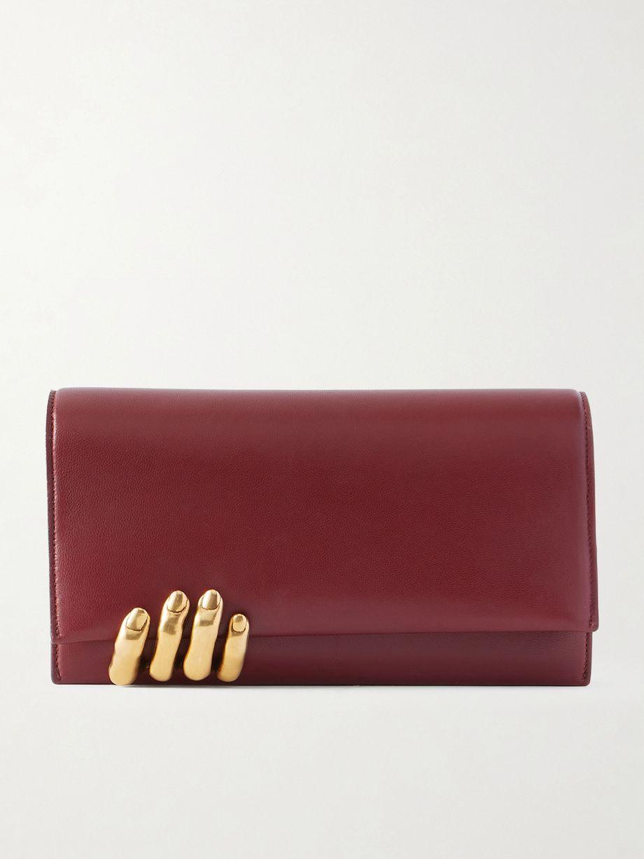 Embellished textured-leather clutch by KHAITE