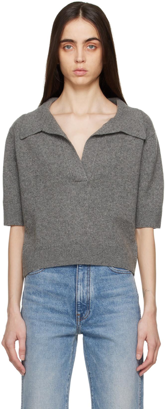 Gray Shrunken Jo Sweater by KHAITE