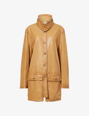 Harmon Midi Leather Coat by KHAITE