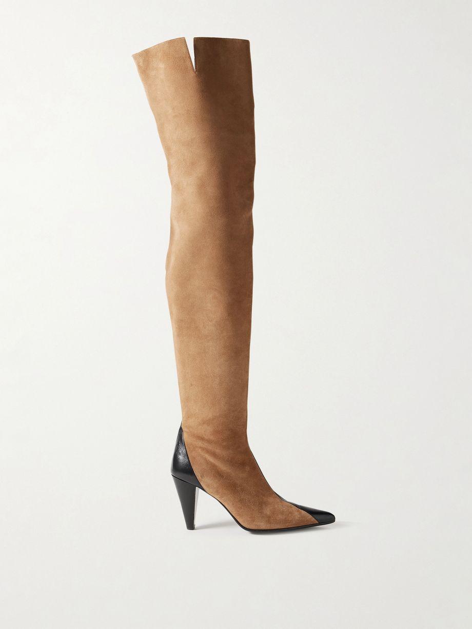 Harvey leather and suede over-the-knee boots by KHAITE