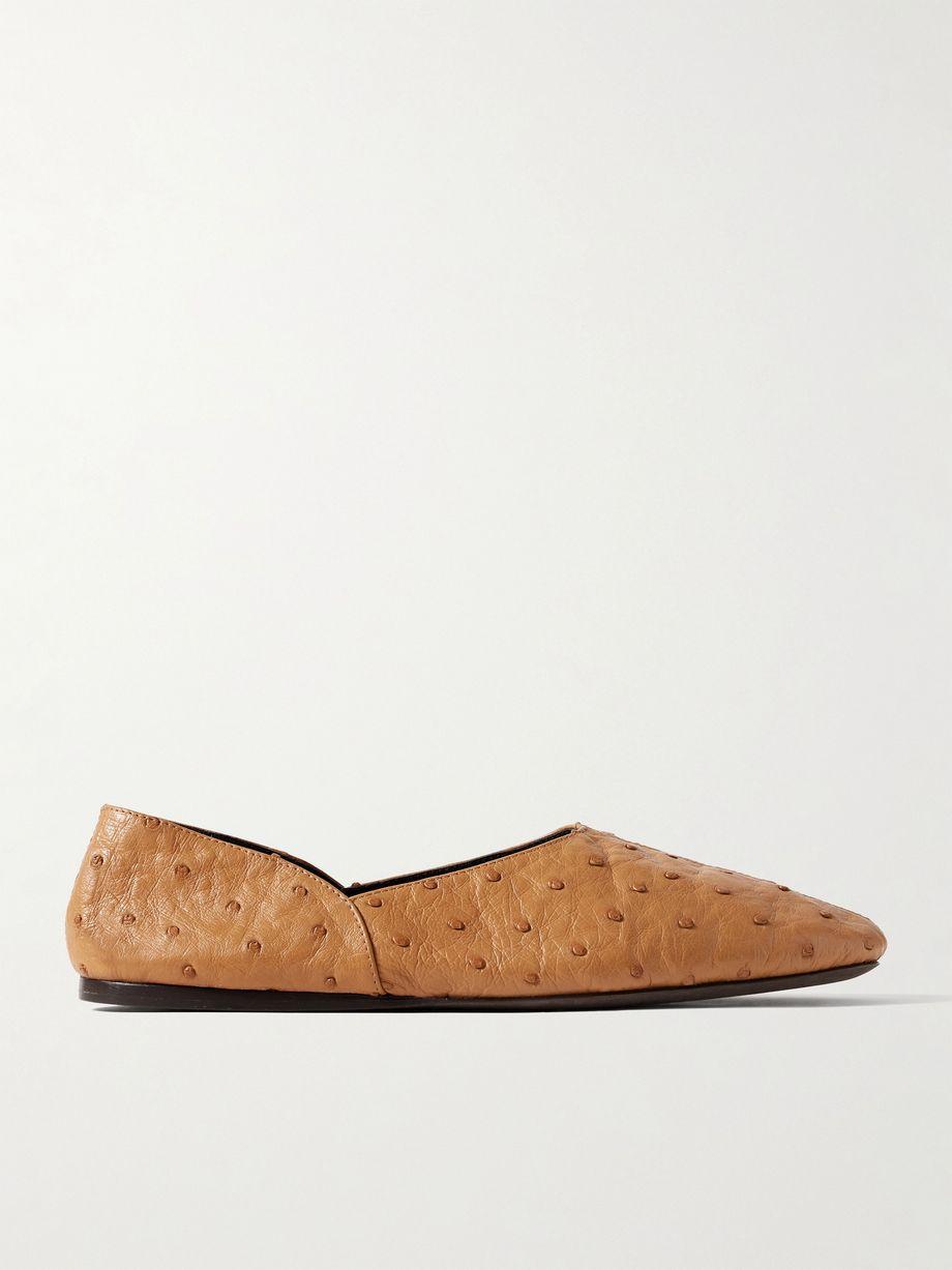 Jane ostrich leather flats by KHAITE