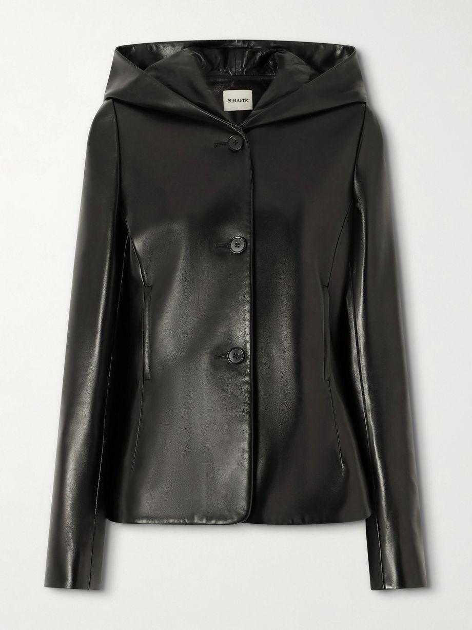 June hoodied peplum leather jacket by KHAITE