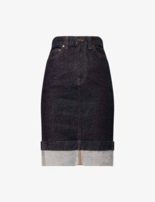 Kendra Turn-Up Denim Skirt by KHAITE
