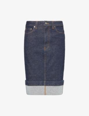 Kendra Turn-Up Denim Skirt by KHAITE